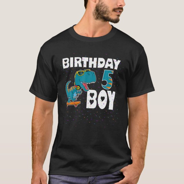 Barn 5 år gamla S 5:e födelsedag T Rex Dinosaur Shirt (Framsida)