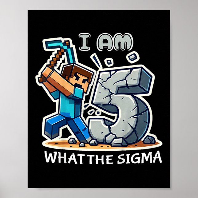 Barn 5 år gamla Sigma Pixel Art Mining Gamer S Poster (Framsidan)