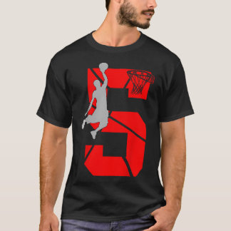 Barn 5 år gammal 5:e Basketball Birthday PartyTema T Shirt