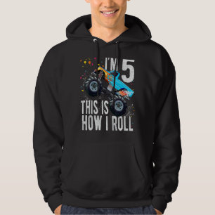 Barn 5 år gammal 5:e födelsedag Monster Lastbil bi Hoodie