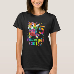 Barn 5 år gammal 5:e födelsedagen Unicorn Dabbing T Shirt