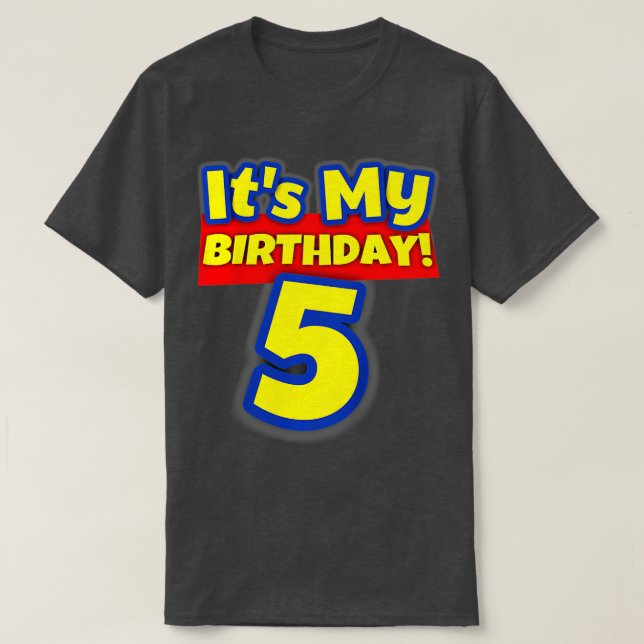 Barn 5 år gammal 5:e födelsedags pojkar och flicko t shirt (Design framsida)