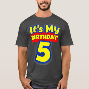 Barn 5 år gammal 5:e födelsedags pojkar och flicko t shirt
