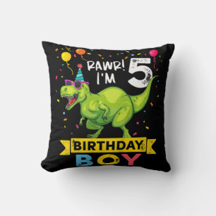 Barn 5 år gammal 5:e födelsedagstjälle T Rex Dinos Kudde