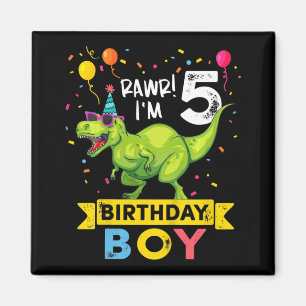 Barn 5 år gammal 5:e födelsedagstjälle T Rex Dinos Magnet
