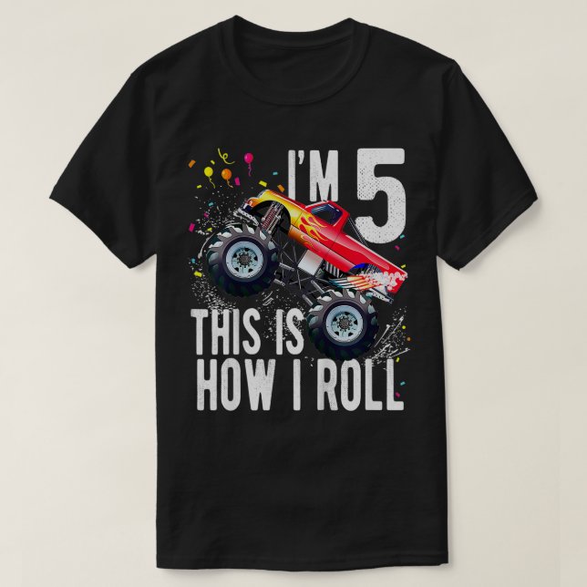 Barn 5 år gammal 5:e födelsedagstorgsmonster Tru T Shirt (Design framsida)
