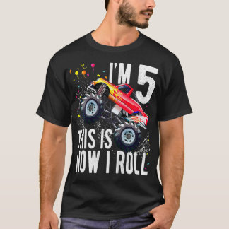 Barn 5 år gammal 5:e födelsedagstorgsmonster Tru T Shirt