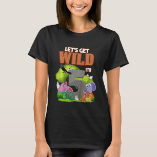 Barn 5 år gammal 5:e födelsedagszoo Djuren Safari T Shirt