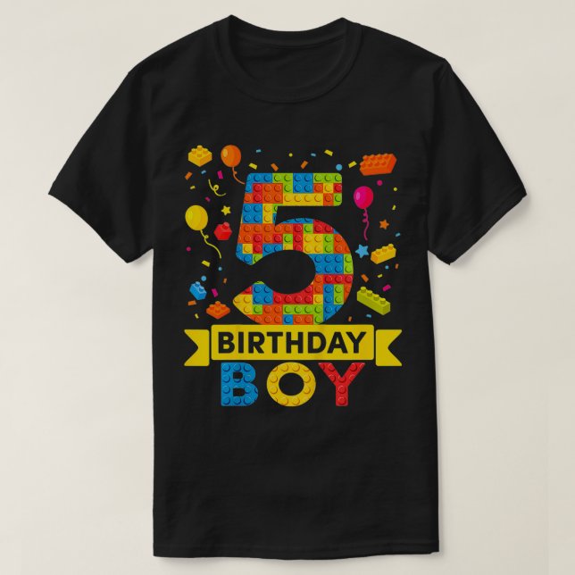 Barn 5 år gammal Byggnad block 5:e födelsedagspojk T Shirt (Design framsida)