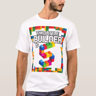 Barn 5 år gammal Byggnad blockerar födelsedagen T T Shirt