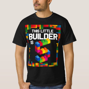 Barn 5 år gammal Byggnad blockerar födelsedagskors T Shirt