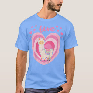 Barn 5 år gammal Cute Llama Alpaca Birthday Girl 5 T Shirt