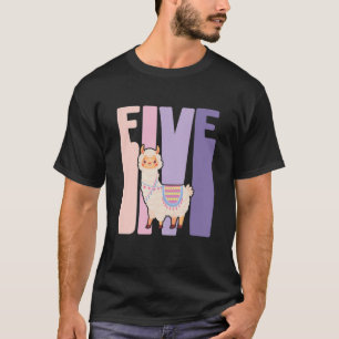 Barn 5 år gammal Cute Llama Alpaca Birthday Girl 5 T Shirt