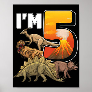 Barn 5 år gammal dinosauurapiod 5 år Party paleo Poster