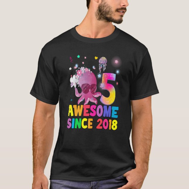 Barn 5 år gammal flicka 5:e födelsedag lilla okt t shirt (Framsida)