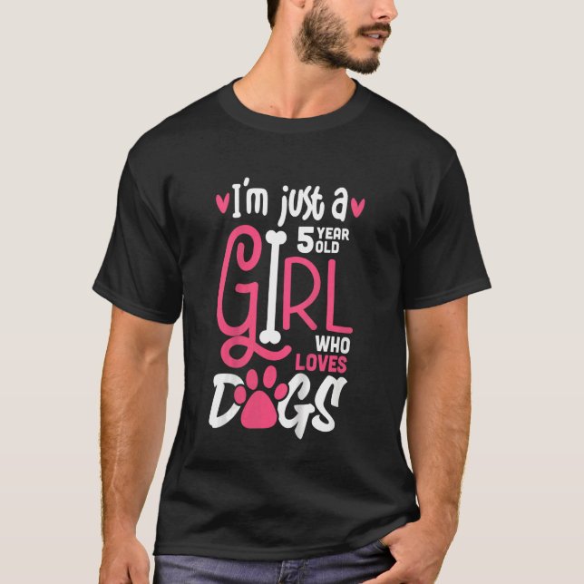 Barn 5 år gammal flicka som Kärlek Hundar mariy Ki T Shirt (Framsida)