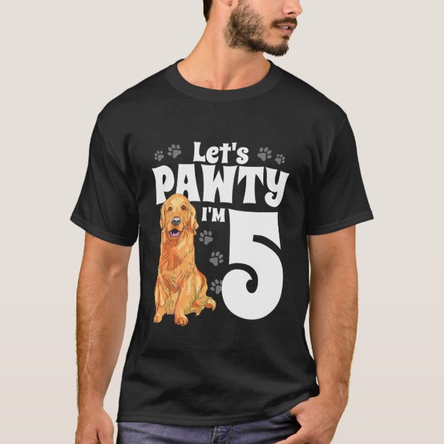 Barn 5 år gammal Golden Retriever Hund Birthday Pa T Shirt (Framsida)