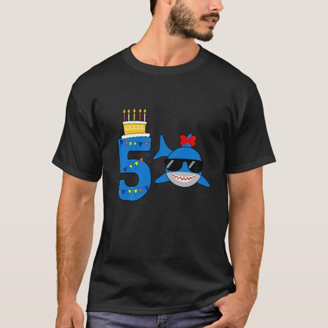 Barn, 5 år gammal hajfödelsedag t shirt (Framsida)