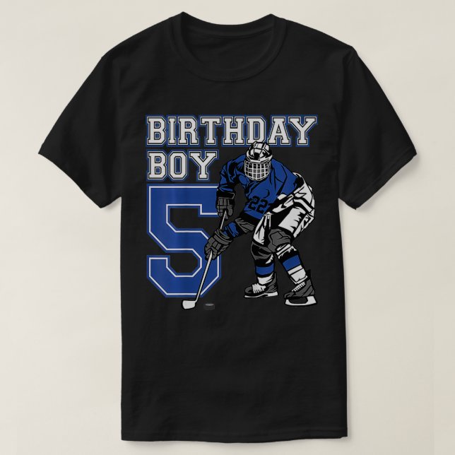 Barn 5 år gammal isjockey, Födelsedagsfest 5 T Shirt (Design framsida)