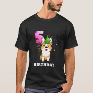 Barn 5 år gammal Kid 5-års födelsedag Corgi Valp H T Shirt