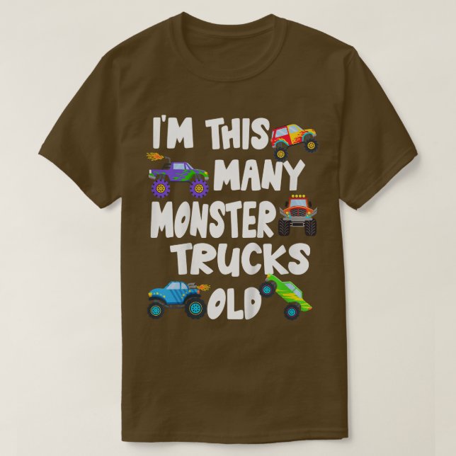 Barn 5 år gammal monster Lastbil Födelsedagsfest - T Shirt (Design framsida)