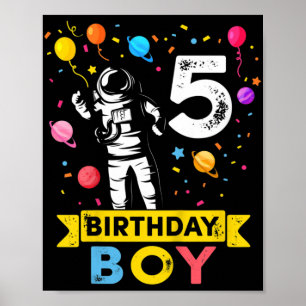 Barn 5 år gammal pojke Astronaut 5:e födelsedagspo Poster