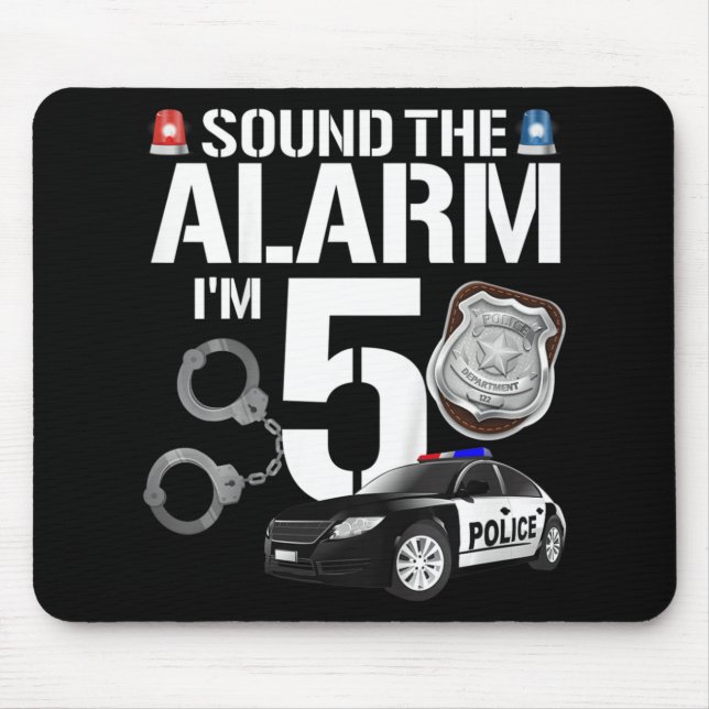 Barn 5 år gammal polis födelsedag Cop Car 5 t Musmatta (Framsidan)