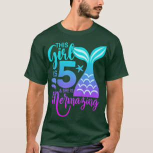 Barn 5 år gammal Sjöjungfru 5:e födelsedagen F T Shirt