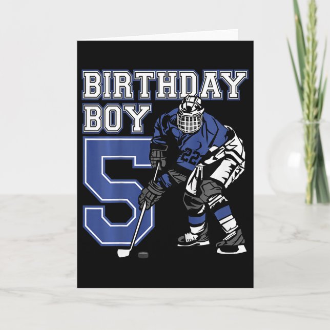 Barn 5 år ishockeytematiserad födelsedagsfest 5 kort (Framsida)