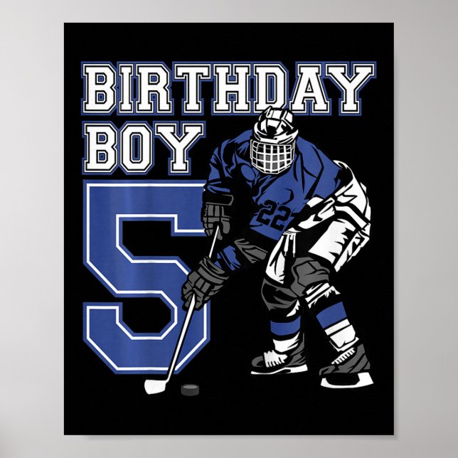 Barn 5 år ishockeytematisk födelsedagsfest 5 poster (Framsidan)