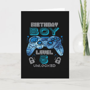 Barn 5-års födelsedag Gamer Nivå 5 Upplåst Video S Kort