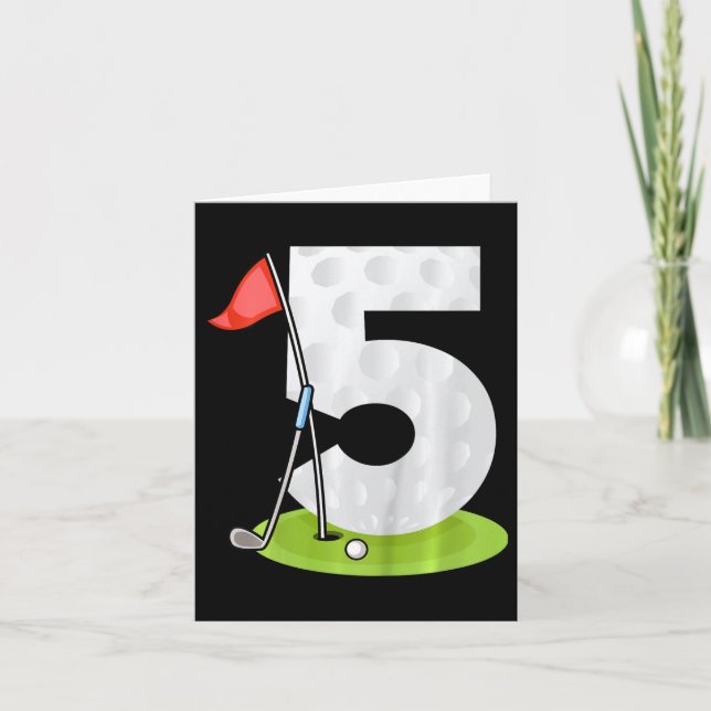 Barn 5-års födelsedag Golf Rolig golfare 5 år gamm Kort (Framsida)