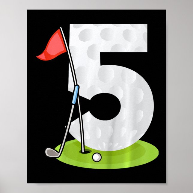 Barn 5-års födelsedag Golf Rolig golfare 5 år gamm Poster (Framsidan)