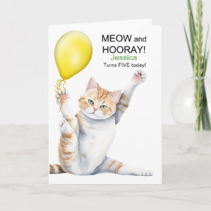 Barn 5-års födelsedag Söt serie katt med namn Kort