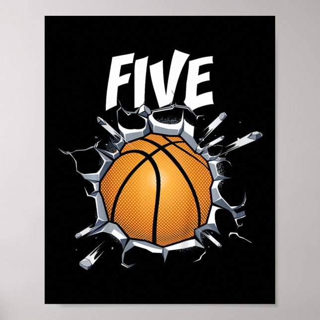 Barn 5 års Födelsedagsfest för basketboll 5 t Poster (Framsidan)