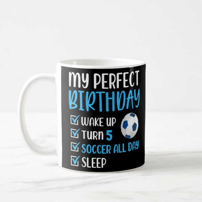 Barn 5 års gammal fotbolls-Födelsedagsfest 5:e poj Kaffemugg (Vänster)