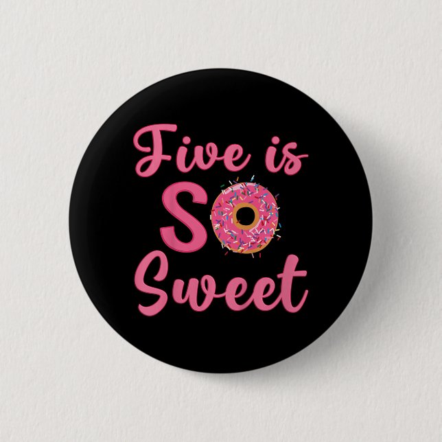 Barn 5:e Donut-Födelsedagsfesten 5 år gammal sötar Knapp (Framsida)