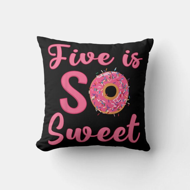 Barn 5:e Donut-Födelsedagsfesten 5 år gammal sötar Kudde (Framsida)