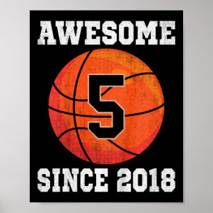 Barn 5:e födelsedag Basketball Älskare 5 år gammal Poster