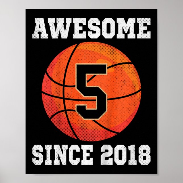 Barn 5:e födelsedag Basketball Älskare 5 år gammal Poster (Framsidan)