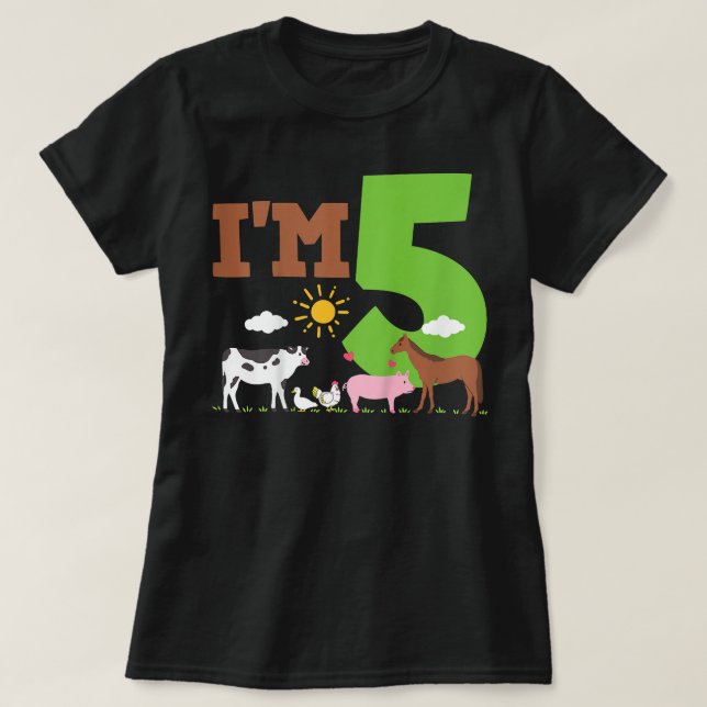 Barn 5:e födelsedag Boskap: fem T Shirt (Design framsida)