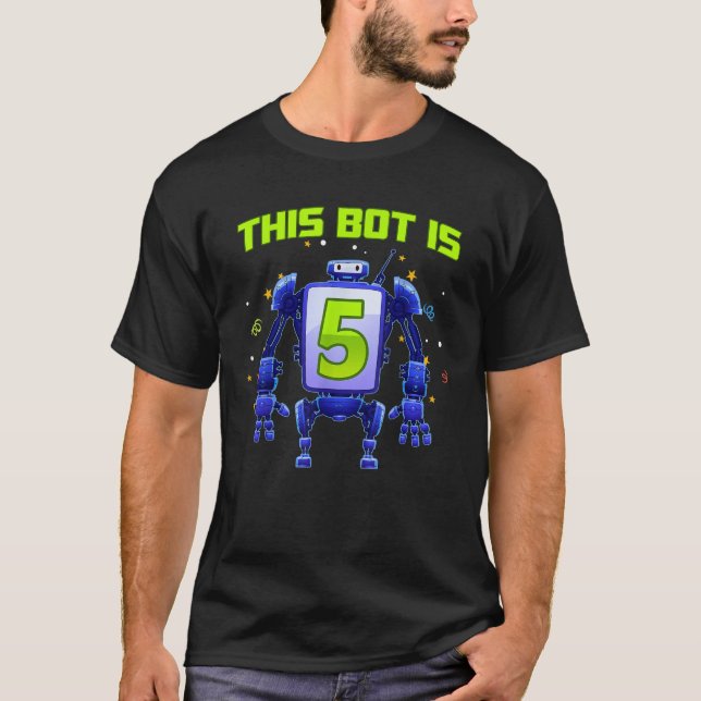 Barn 5:e födelsedag Bot Robot Bot är 5 år O T Shirt (Framsida)