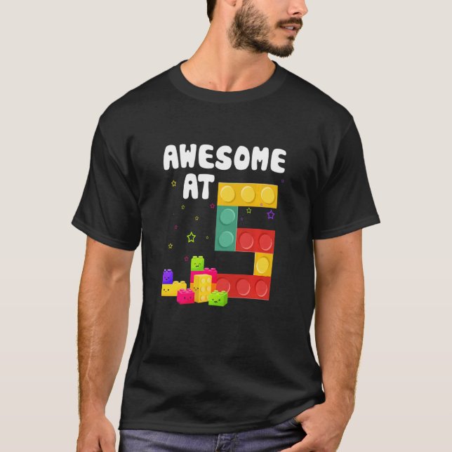 Barn 5:e födelsedag Bygger Bricks Fantastisk 5 T Shirt (Framsida)