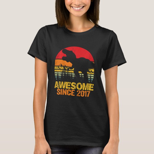 Barn 5:e födelsedag Dinosaur Trex 5 år gammal Awe T Shirt (Framsida)
