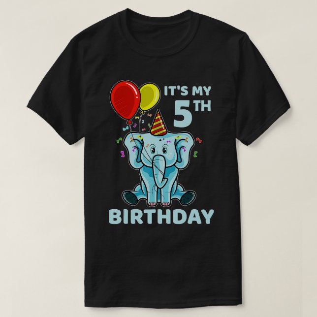 Barn 5:e födelsedag elefant min 5:e dagen Party T Shirt (Design framsida)