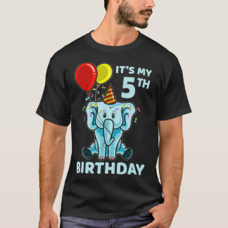 Barn 5:e födelsedag elefant min 5:e dagen Party T Shirt