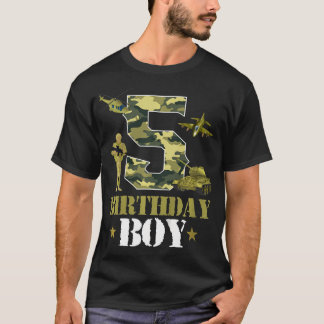 Barn 5:e födelsedag Militära kambojor 5 år T Shirt