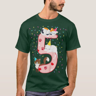 Barn 5:e födelsedag Söta kattkläder 5 år gamla T Shirt