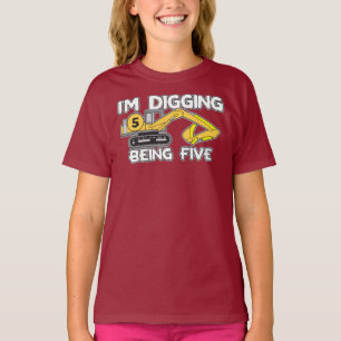 Barn 5:e födelsedagen jag Gräver vara fem T-Shirt