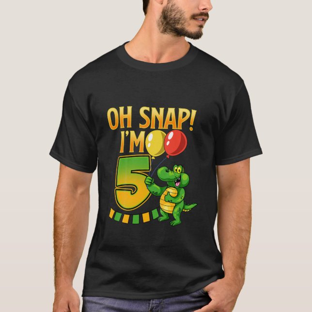 Barn 5:e födelsedagen "Oh Snap!" Funny Croc Turnin T Shirt (Framsida)